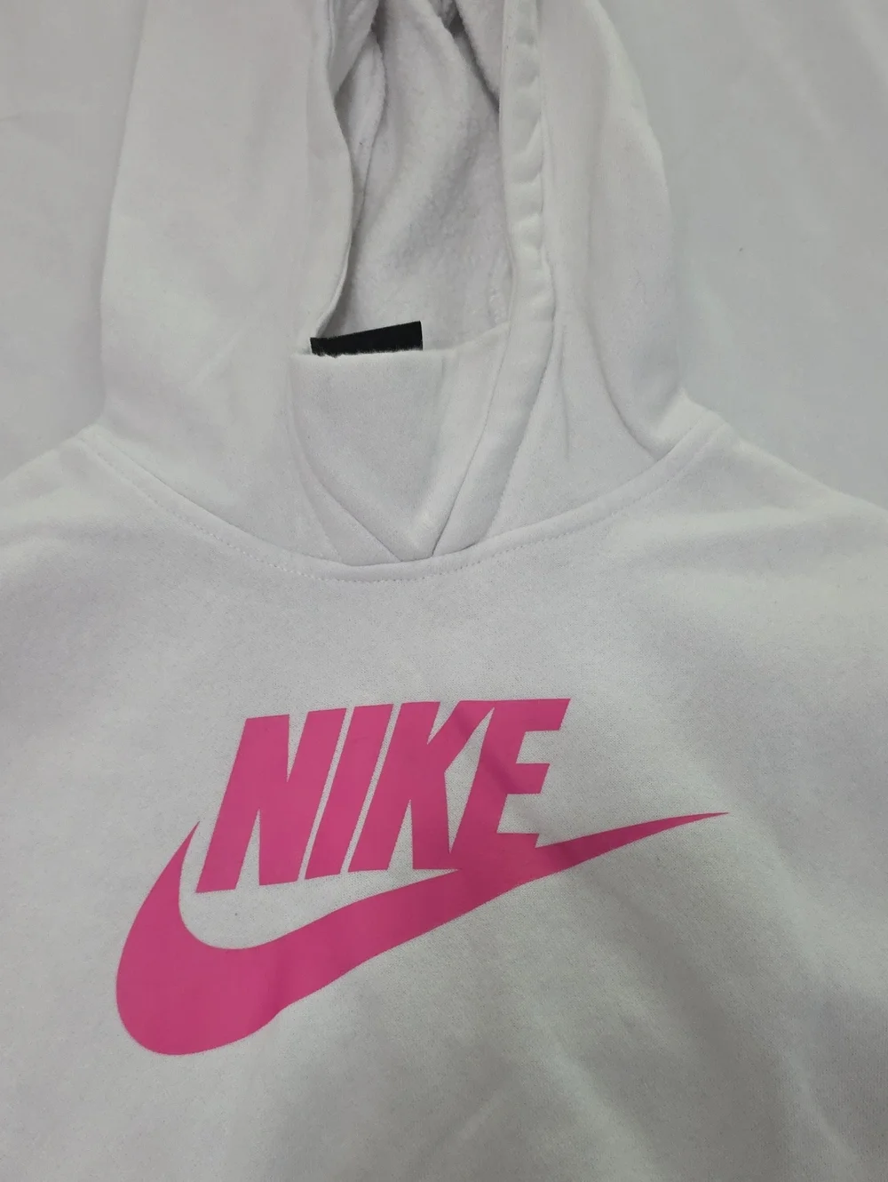 Nike White Hoodie with Bright Pink Swoosh